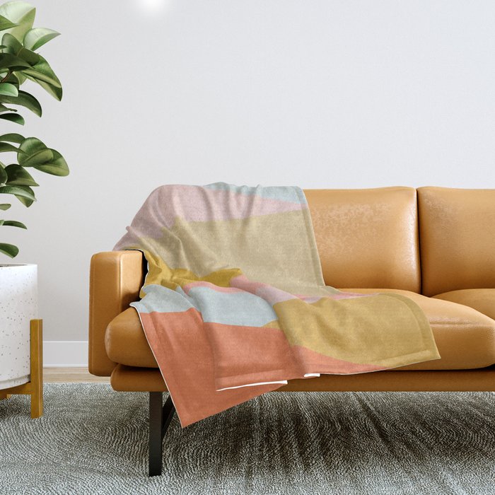 Geometric Abstraction in Soft Earth Tones Throw Blanket