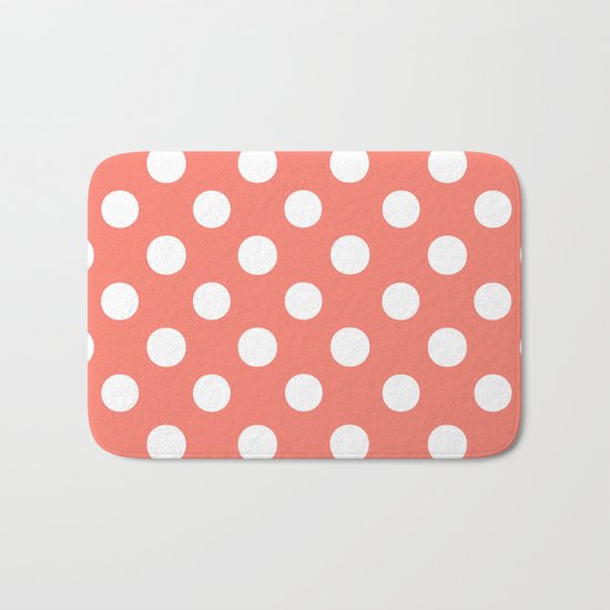 Polka Dots (White/Salmon) Bath Mat