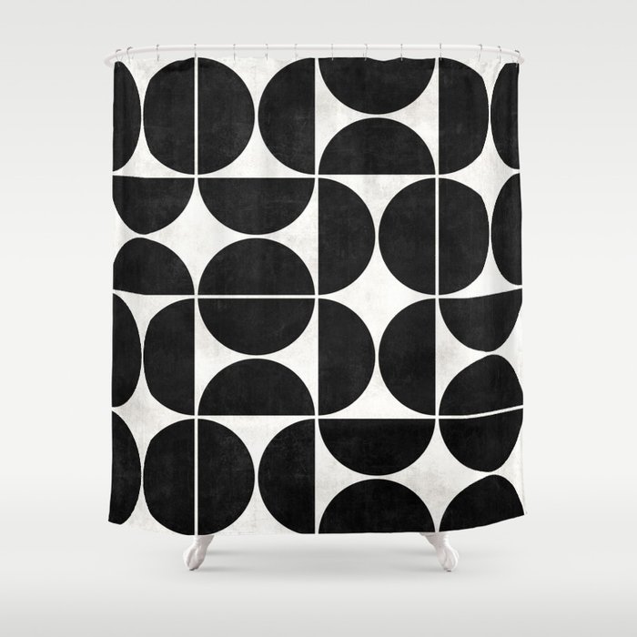 Mid-Century Modern Pattern No.3 - Black and White Shower Curtain