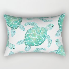 Sea Turtle Pattern - Blue Rectangular Pillow
