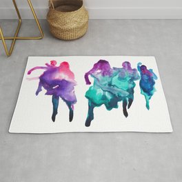 Run like a girl Rug | Suffragette, Run, Color, Green, Watercolor, Painting, Feminism, Gender, Equality, Suffrage 