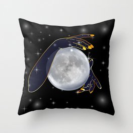 Mystical Hands holding full moon performing a magic ritual	 Throw Pillow