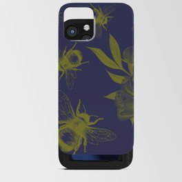 Floral Bumble Bee Print Blue & Yellow iPhone Card Case