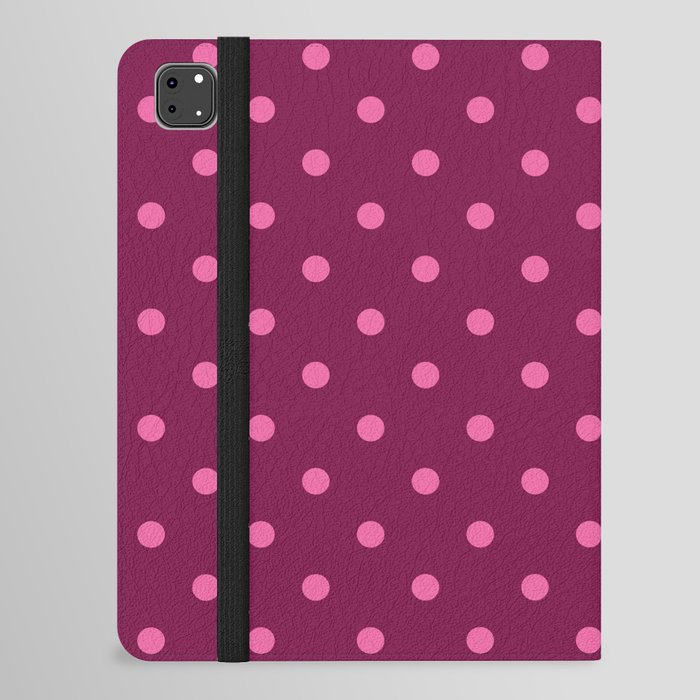 Retro Valentine's pink polka dots burgundy pattern iPad Folio Case