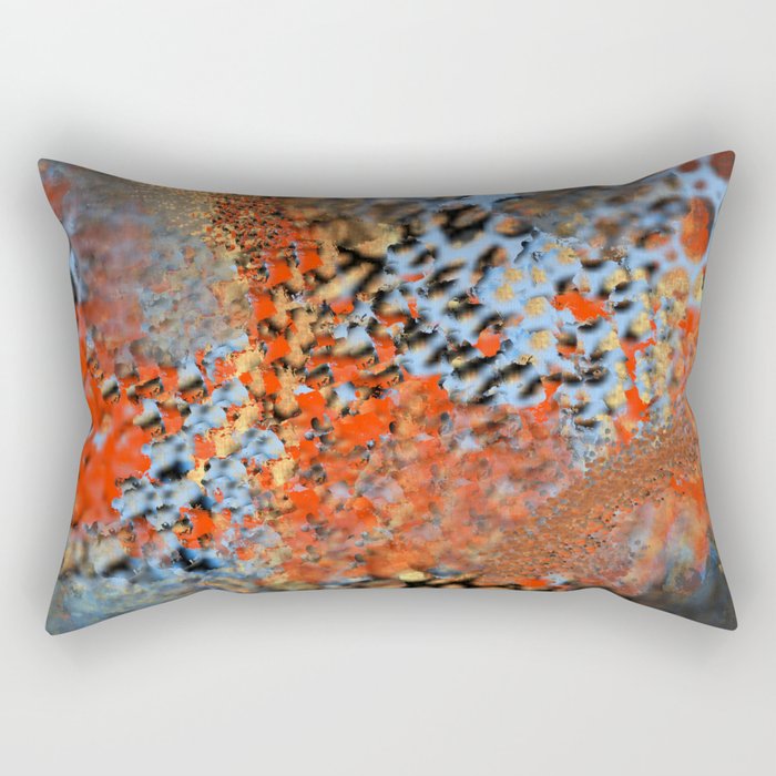 Blue, Orange, Black, Explosion Abstract Rectangular Pillow