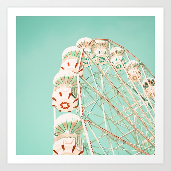 Blue and Red Ferris Wheel Art Print