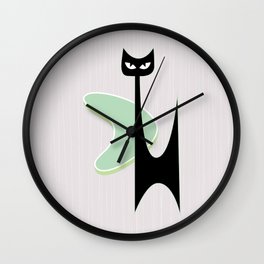 Mid Century Atomic Boomerang Cat Wall Clock