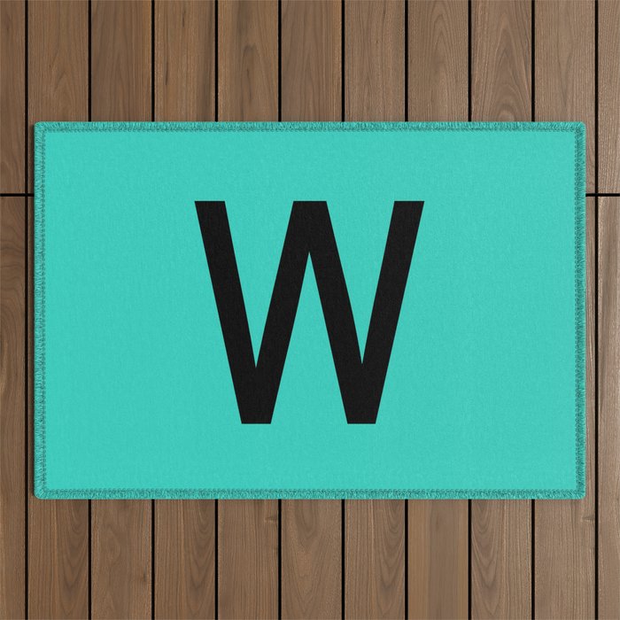 LETTER W (BLACK-TURQUOISE) Outdoor Rug