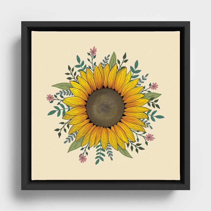 Aesthetic Sunflower  Framed Canvas