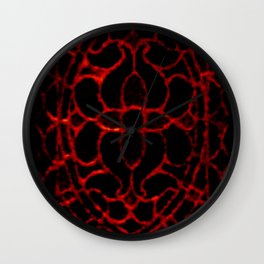Distorted Gothic Stained Glass Window Pane in Fire Red and Black Wall Clock | Floral, Orangered, Red, Firered, Kattavedadesigns, Kattakitty, Stainedglass, Gothic, Dark, Panel 