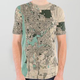 Perth City Map of Australia - Vintage All Over Graphic Tee