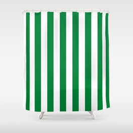 Forest green and white cabana tent stripes, modern minimal decor, stripes pattern Shower Curtain