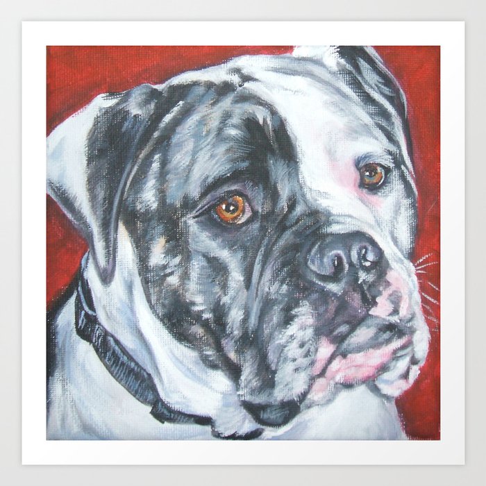 American Bulldog Dog Portrait Fine Art Dog Painting By L A Shepard