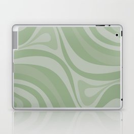 New Groove Retro Swirl Abstract Pattern in Muted Green Laptop Skin