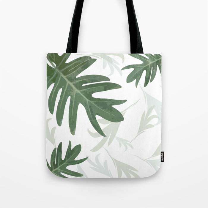 Trio Palm leaves green and white Autumn fall tropical pattern ...