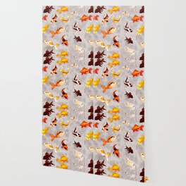 Silver Koi Fish Goldfish pattern Wallpaper