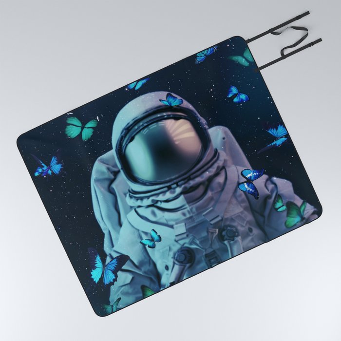Astronaut and Butterflies Picnic Blanket