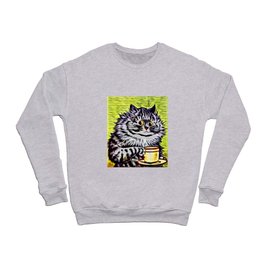 Louis Wain Cat on Coffee Break Crewneck Sweatshirt