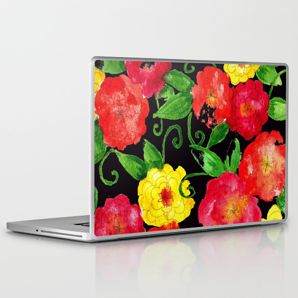 Vintage Wallpaper Black Laptop Ipad Skin By Laurabraydesigns