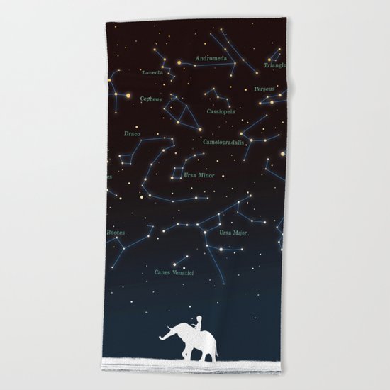 Falling star constellation Beach Towel