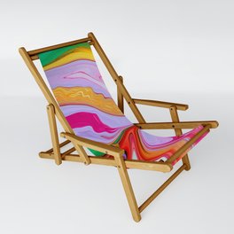 Hand Painted Rainbow Marble Texture Sling Chair