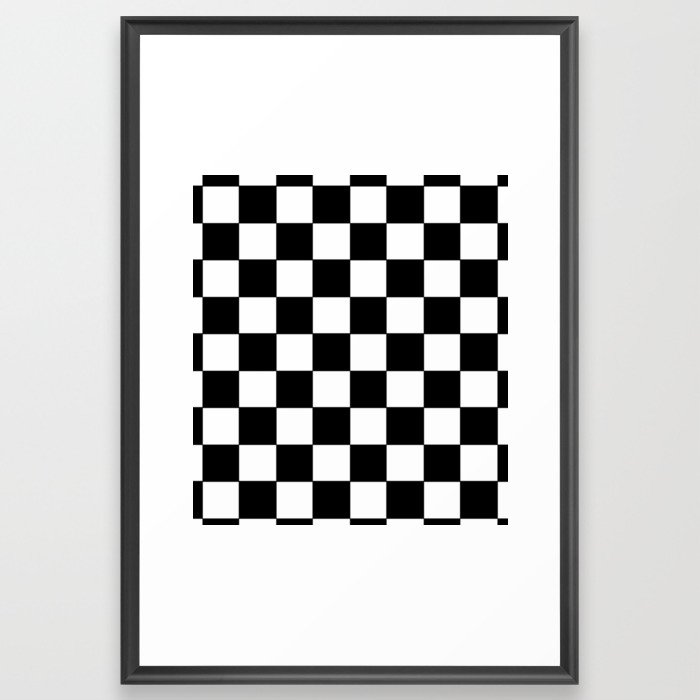 White and Black Checker Pattern  Framed Art Print
