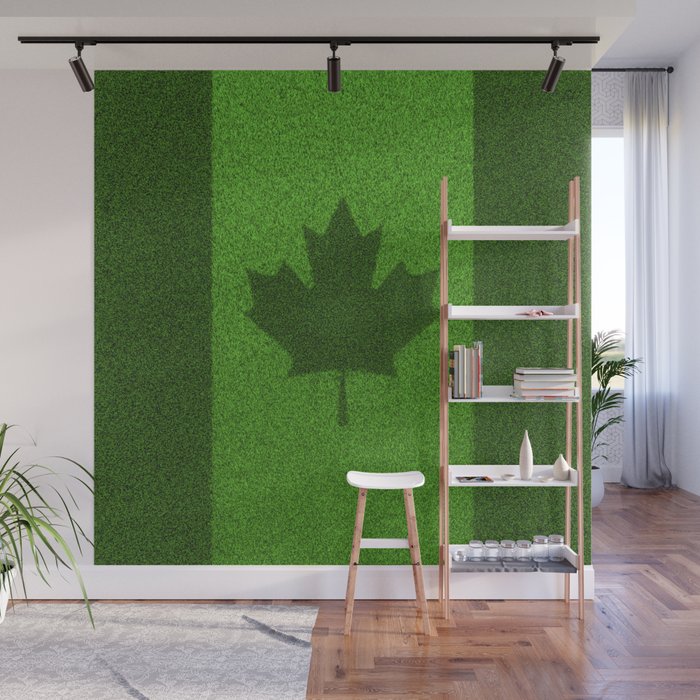 Grass flag Canada / 3D render of Canadian flag grown from grass Wall Mural