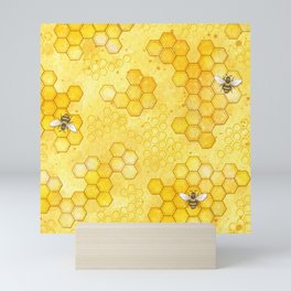 Meant to Bee - Honey Bees Pattern Mini Art Print