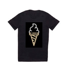 time for ice cream neon sign checkerboard block T Shirt