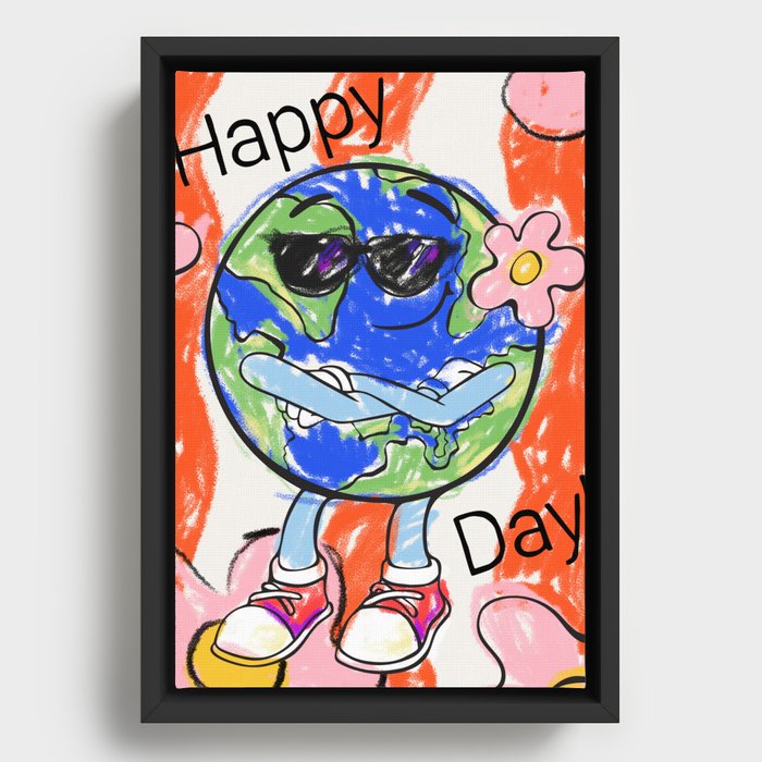 Happy Earth Day Framed Canvas