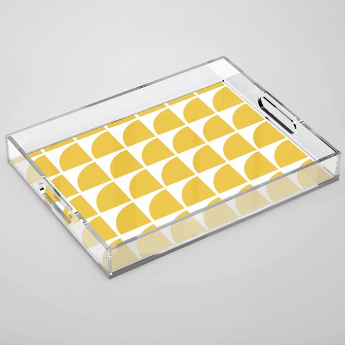 Mid Century Modern Geometric Pattern no. 7 Yellow Acrylic Tray