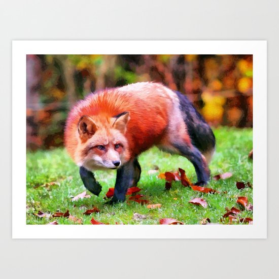 Autumn Fox hunting Art Print