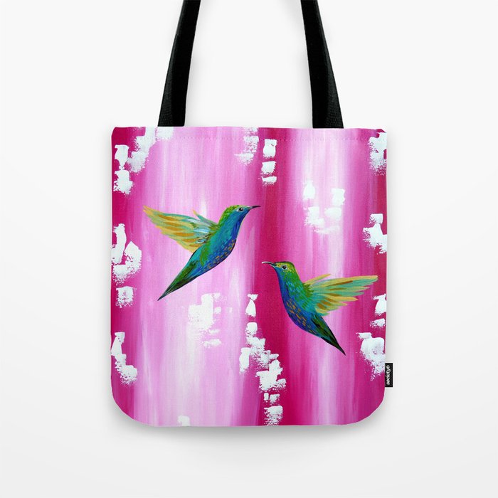 pink and green tote bags