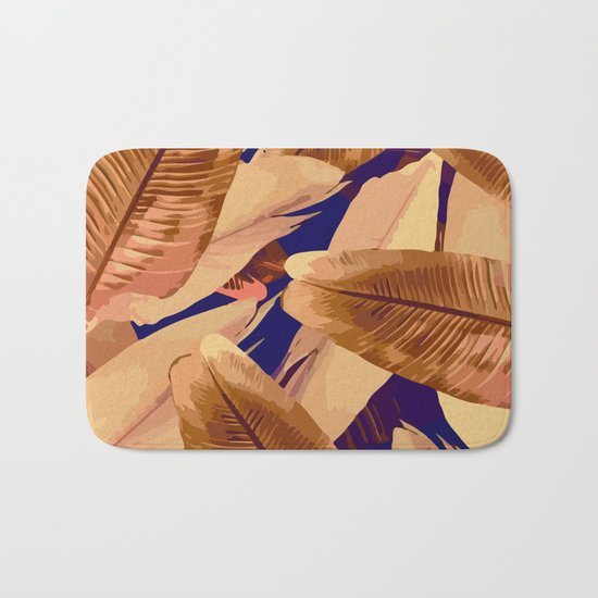 Banana Leaves Orange and Purple Bath Mat