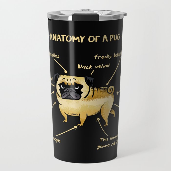 Anatomy of A Pug Travel Mug