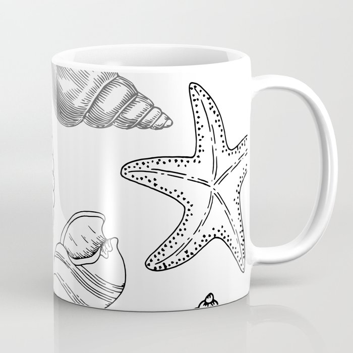 Shell Pattern Black and White Coffee Mug