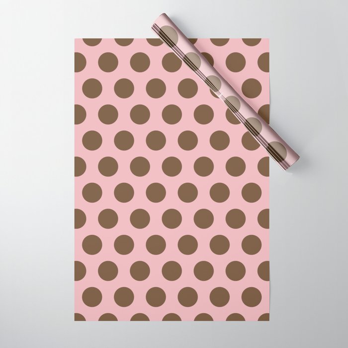Brown polka top dot wrapping paper