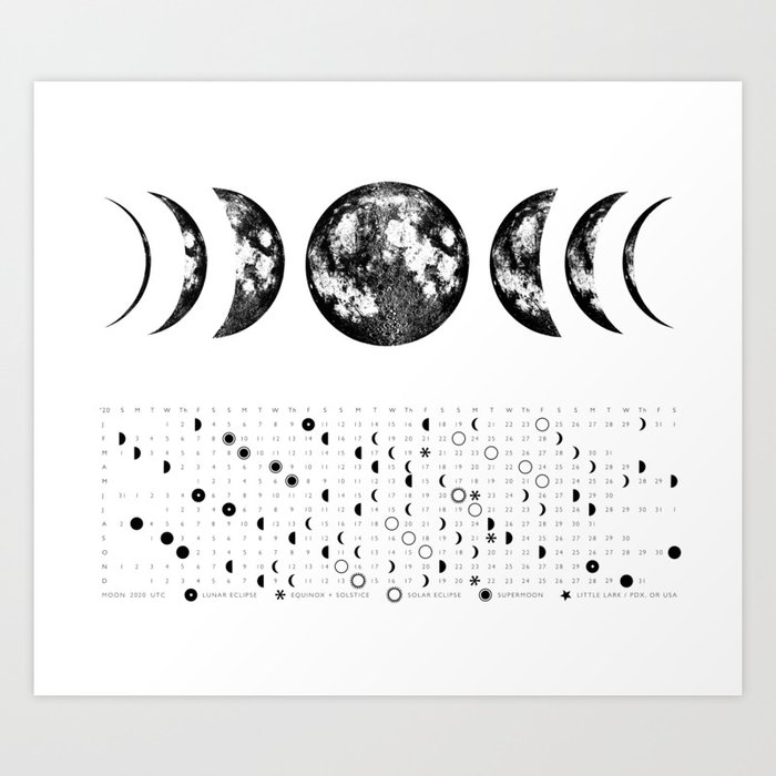 2020 Moon Calendar by Little Lark, 2020 moon phase ...