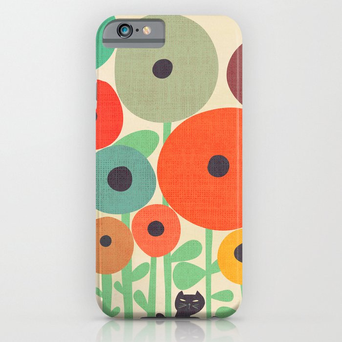 cat in flower garden iphone case