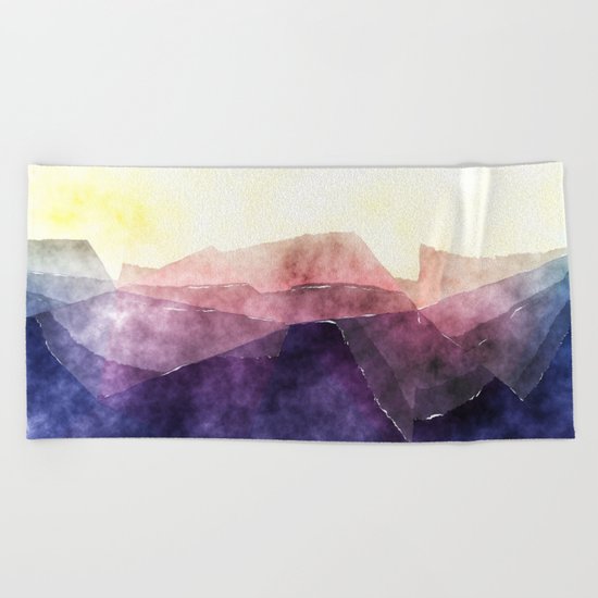 In the sea- abstract watercolor - triangle pattern Beach Towel