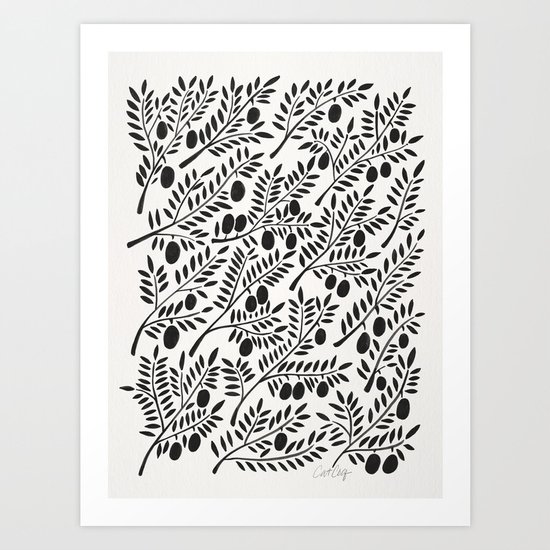 Black Olive Branches Art Print