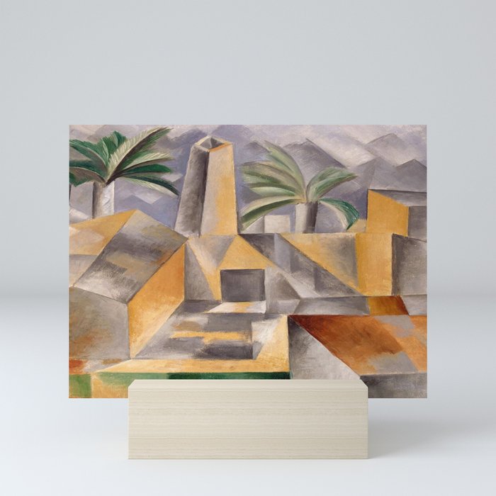 Tropical Oasis, Palms and cityscape landscape painting by Pablo Picasso Mini Art Print