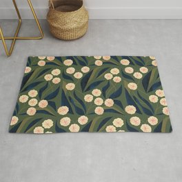 Green Floral Area & Throw Rug