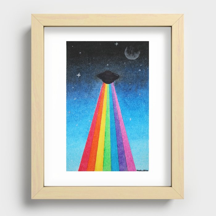 Rainbow UFO Recessed Framed Print