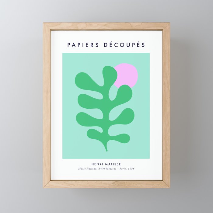 Matisse Poster 2. Leaf & Sun in Green & Pink Framed Mini Art Print