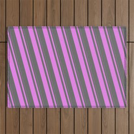 [ Thumbnail: Violet and Dim Grey Colored Pattern of Stripes Outdoor Rug ]