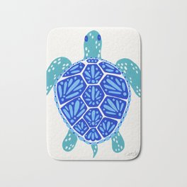 Sea Turtle – Blue Palette Bath Mat | Pattern, Blue, Cute, Blues, Minimalist, Painting, Turtles, Waves, Classicblue, Sea 
