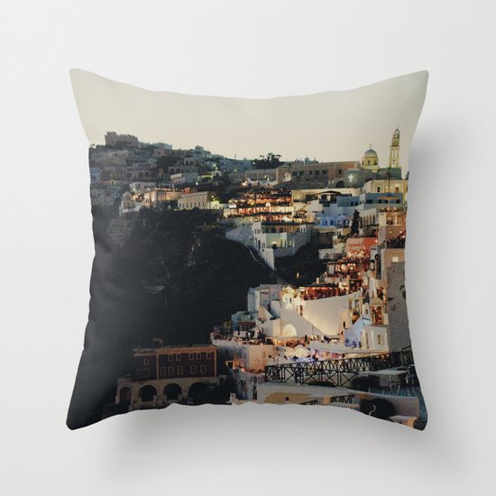 Fira at Dusk Throw Pillow