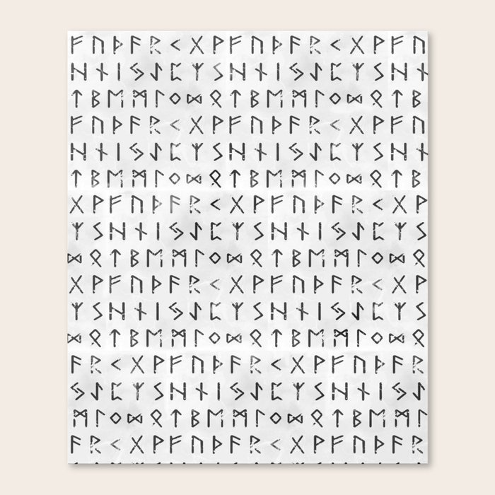 Futhark Full Runic Print Viking Runes White Version Canvas Print By Machineshop