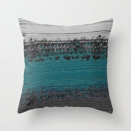 Teal and Gray Abstract Throw Pillow